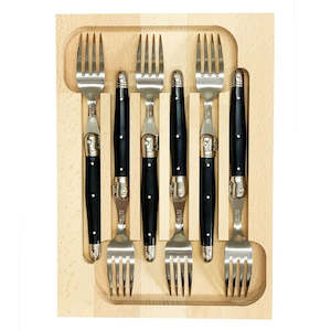 Cutlery: Andre Verdier Laguiole Fork Set - Set 6 - Black