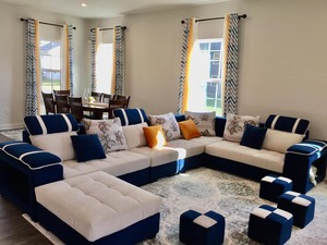 Furniture Collections Custom Designs Styles: Scandinavian 7 Seater Sofa Set | Customisable Color Combinations | From $3900 (Black, White, Brown, Green, Cream, Cherry, Red, Blue, Grey & Caramel)