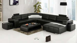 U Shaped Lounge Sofas Sectionals: Swedish U-Shaped 5 Seater Sofa Lounge Suite | Custom Colors & Seating Options (Black, White, Brown, Cream, cherry & Caramel)