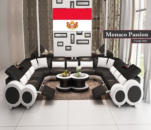 Monaco Passion Sofa Set | 8 Seater U-Shaped with Footrests (Black, White, Brown,&hellip;