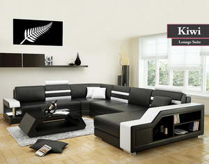 U Shaped Lounge Sofas Sectionals: Kiwi 5 Seater Sofa Set | U-Shaped Comfort (Black, White, Brown, Grey & Caramel)