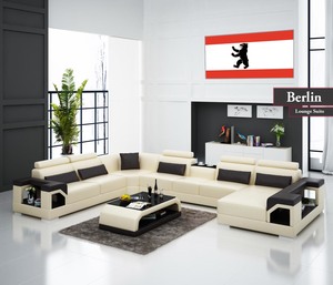 U Shaped Lounge Sofas Sectionals: Berlin Sofa Suite | U-Shaped 5 Seater Sofa | Comfort Sofa Set ( Cream & Brown )