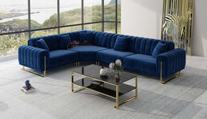 Fabric L-Shaped Sofa | Custom Colors (Black, White, Brown, Green, Cream, Blue, G&hellip;