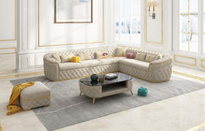 Fabric L-Shaped Sofa | Custom Colors (Black, White, Brown, Cream, Blue, Grey & C&hellip;