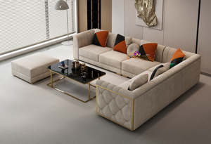 Fabric L-Shaped Sofa | Custom Colors (Black, White, Brown, Green, Cream, Cherry,&hellip;