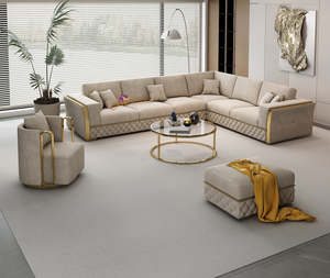 Fabric L-Shaped Sofa | Custom Colors (Black, White, Brown, Green, Cream, Cherry,&hellip;