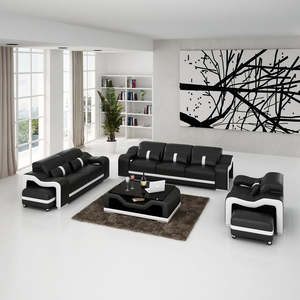 Parisian Sofa Set | 1 Seater + 2 Seater + Corner + 2 Seater with Stools (Black, &hellip;