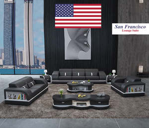 321 Sofa Sets Living Room Suites: San Francisco Sofa Set | 3+2+1 Seater with Movable Headrests (Black, White & Brown)