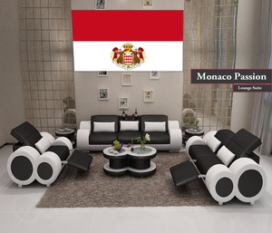 Monaco Passion Sofa Set | 3+2+1 Seater with Footrests (Black, White, Brown & Caramel)