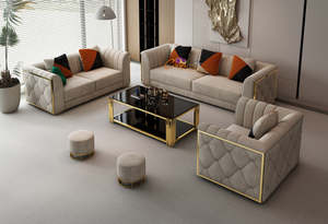 Custom Fabric Sofa Set | 3+2+1 Seater | Expandable Design (Black, White, Brown, &hellip;