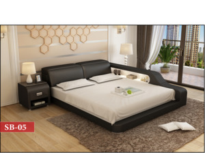 Station Bedroom Suites Smart Beds Multifunctional: Customisable Bed | Choose Main & Trim Colors (Black, White, Brown, Cream, cherry & Caramel) SB-05