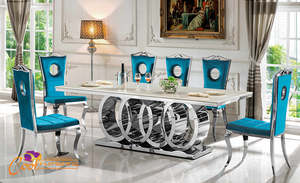 Luxurious Dining Tables Marble Wood Glass: OLYMPIC 4 Rings Dining Set | Marble Top & Custom Chairs | NZ