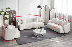 Boucle Fabric Collections: Manila Sofa - Bouclé Fabric Collection - 3+2+1 Seater