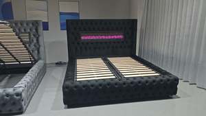 Eclipse Modern Chesterfield Bed | Electric Fireplace | Custom Color (White, Crea&hellip;