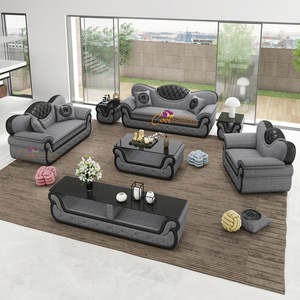 Fabric Sofa Set | Dual Color 3+2+1 Seater | Expandable Lounge (Black, White, Bro&hellip;