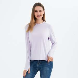 Shirt: Women's Summer Essential UV Protective Long Sleeve Hoodie Shirt UPF 50+ Sun Protection