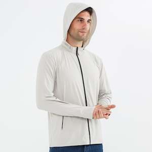 Jacket: Men's Zip Up Long Sleeve UV Protective Jacket with Removable Sun Hat UPF 50+ Sun Protection