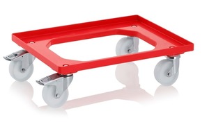 Red Crate Skate with 100mm Nylon Wheels / ZP Castors