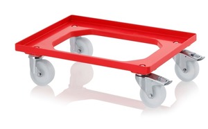 Red Crate Skate with 100mm Nylon Wheels / ZP Castors