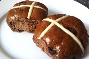 Products: Chocolate Hot Cross Buns