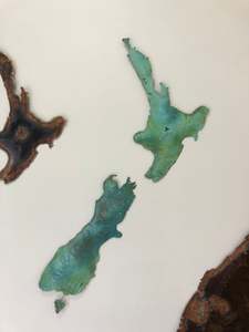 Products: Copper Wall art Large New Zealand Map Patina