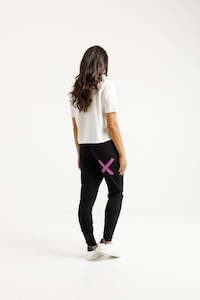 Home-lee Apartment Pants - Black with Candy Stripe X