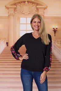 Democracy: Democracy Isabelle Print Panel Top Black