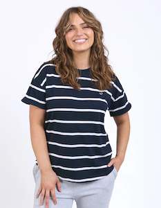 Elm Halli Short Sleeve Tee Navy & White Stripe