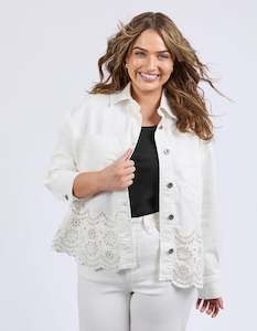 Elm: Elm Lace Denim Jacket Vintage White