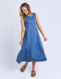 Foxwood Solene Denim Dress Mid Blue