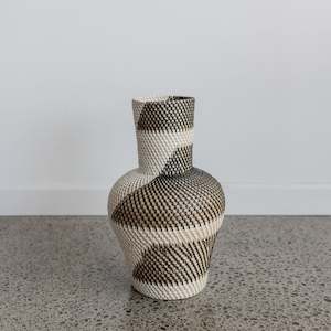 Black and White Rattan Vase (L)