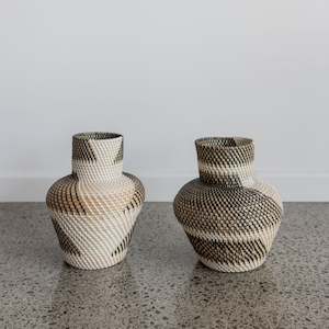 Black and White Rattan Vase