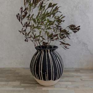 Black and Natural Terracotta Vase