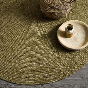 Soft Moss Green Round Floor Rug