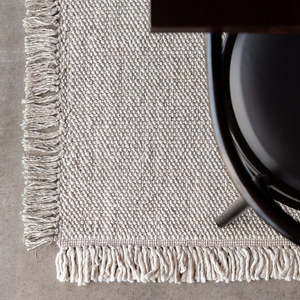 Ulster White and Natural Fringed Wool Floor Rug