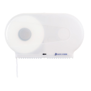 Dispensers 1: Pacific Hygiene Double Jumbo Toilet Roll Dispenser - White