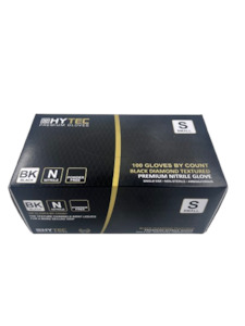Hytec Black Textured Nitrile Gloves, Powder Free
