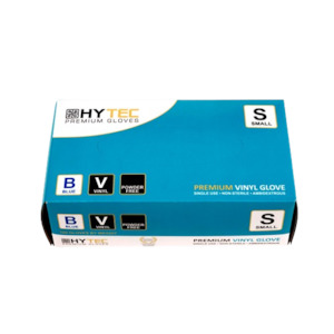 Hytec Blue Vinyl Gloves, Powder Free