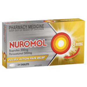 Personal Care First Aid: Nuromol Ibuprofen 200 mg & Paracetamol 500 mg Double Action Pain Relief 24 Tablets