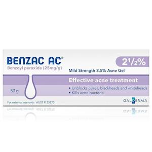 Pharmacy Only: Benzac AC Water Based Acne Gel 2.5% 50g