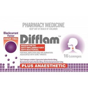Throat And Ear: Difflam Plus Anaesthetic Sugar Free Throat Lozenges Blackcurrant 16s
