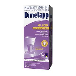 Allergies And Hayfever: Dimetapp Elixir Cold and Allergy 200ml