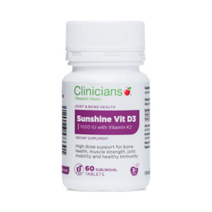 Clinicians Sunshine Vitamin D3 1000IU with Vitamin K2 60 Slow Release tab