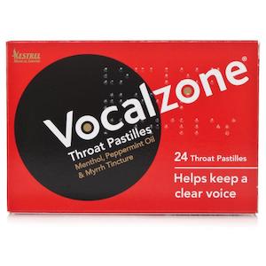 Coughs And Colds: Vocalzone Throat Pastilles Peppermint Oil, Myrrh Tincture & Menthol 24 Throat Pastilles