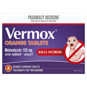 Worm: VERMOX Orange Tabs 100mg 4s