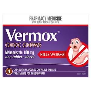 Worm: VERMOX Chocolate Chews Tabs 4s