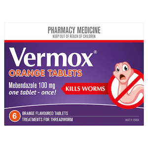 Worm: VERMOX Orange Tabs 100mg 6s