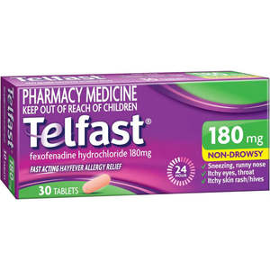 Antihistamines: TELFAST Tablets 180mg 30s