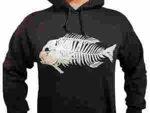 Hoodie Snapper Fern Skeleton Print