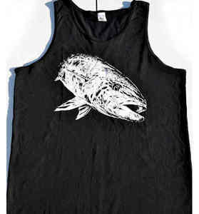 Singlet Black - Kingfish Print